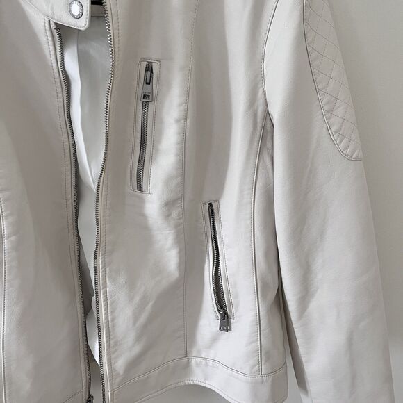 NWT Levi Strauss & Co Women’s Cream Color Faux Leather Motorcycle Jacket… - Picture 4 of 13
